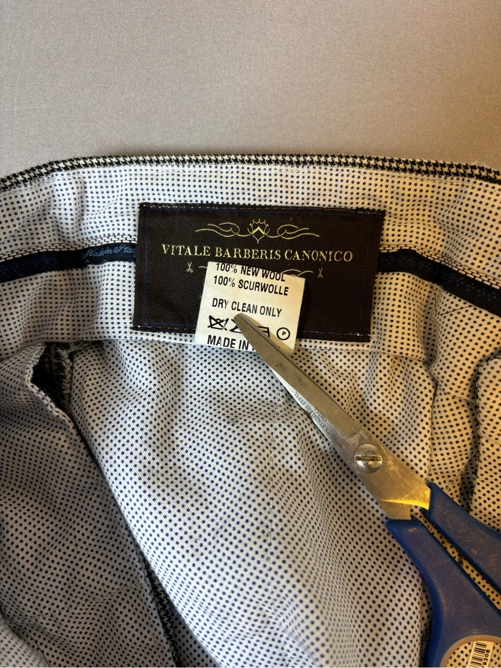 Men's Vitale Barberis Canonico Dress Pants Cropped Size 32 100% Wool